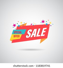 modern design origami ribbon element banner for e-commerce business