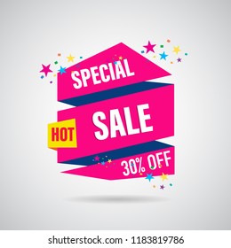 modern design origami ribbon element banner for e-commerce business