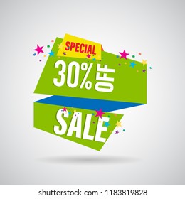 modern design origami ribbon element banner for e-commerce business