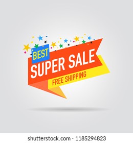 modern design origami ribbon element banner for e-commerce business