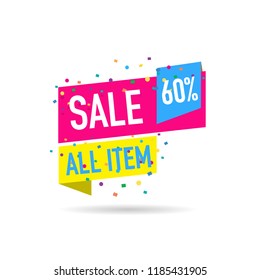 modern design origami ribbon element banner for e-commerce business