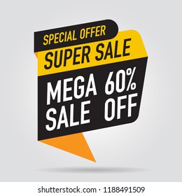 modern design origami ribbon element banner for e-commerce business