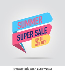 modern design origami ribbon element banner for e-commerce business