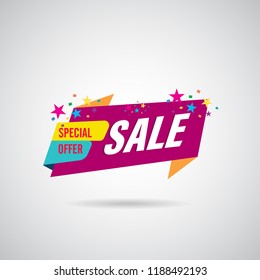 modern design origami ribbon element banner for e-commerce business