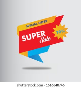 modern design origami ribbon element banner for e-commerce business 