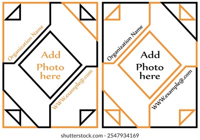 Modern Design outline Template with Orange and Black Geometric Patterns. Vector illustratiion isolated on whitet background.