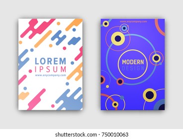 Modern design pages for web sites, headline and website link placed in center of coverings, circles and lines with shadow vector illustration