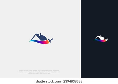 Modern design Painted House decor and repair color, painter, house painting service for home decoration, building, house construction and staining. Vector Illustration concept
