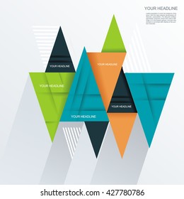 Modern Design with paper triangles. Can be used for web design, timeline and workflow layout.