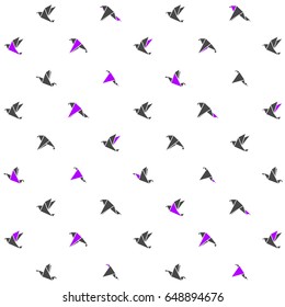 Modern design pattern with origami birds. Vector illustration