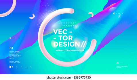 Afiche de diseño moderno con forma de flujo 3d y círculo. Ilustración de diseño con degradado de vectores.