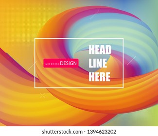 	
Modern design poster with 3d flow shape. Vector banner gradient trendy illustration.