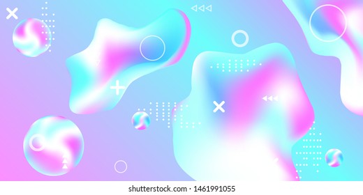 Modern design poster with 3d flow shape. Bright smooth mesh is blurred by a futuristic pattern in pink, blue, purple tones. Gentle serene background. Trendy creative vector cosmic gradient. 