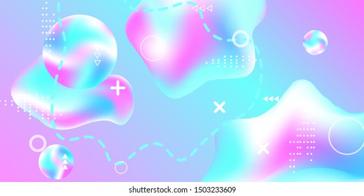 Modern design poster with 3d flow shape. Bright smooth mesh is blurred by a futuristic pattern in pink, blue, purple tones. Gentle serene background. Colorful rainbow gradient.  