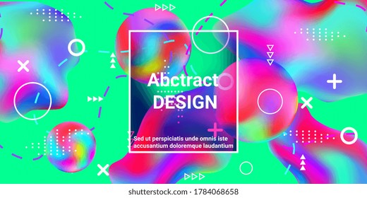 Afiche de diseño moderno con forma de flujo 3d. La malla suave y brillante se desdibuja con un patrón futurista en tonos rosa, azul, verde, amarillo y violeta. Los graduados agitan el fondo musical.