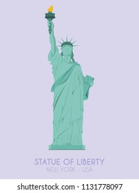 Modern design poster with colorful background of Statue of Liberty (New York, USA). Vector illustration