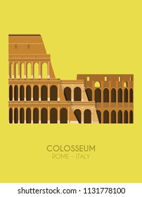 Modern design poster with colorful background of The Colosseum (Rome, Italy). Vector illustration