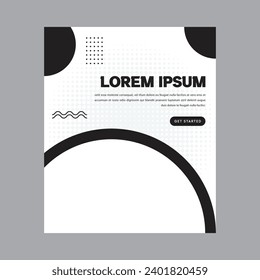 póster de diseño moderno, plantilla de diseño de portada del folleto del volante con elementos gráficos circulares y espacio para el fondo fotográfico