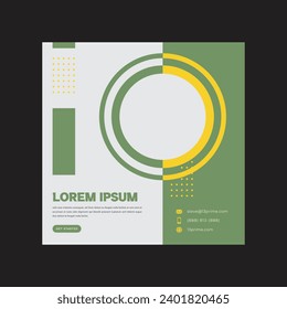 póster de diseño moderno, plantilla de diseño de portada del folleto del volante con elementos gráficos circulares y espacio para el fondo fotográfico