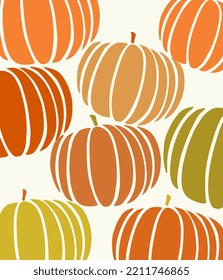 Modern design with pumpkins on cream background.
