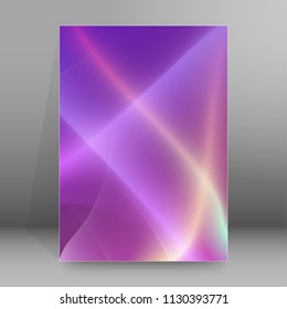 Modern design purple abstract background of bright glowing blur oblique rays. Graphic Vector illustration EPS 10. Futuristic lights style for wellness or yoga theme booklet