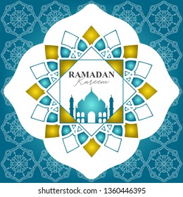 Modern Design for Ramadan Kareem Event with Turquoise and Gold color