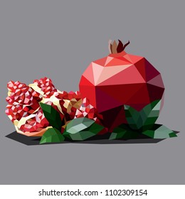 Modern design. Red grenades on grey background. Geometric shape