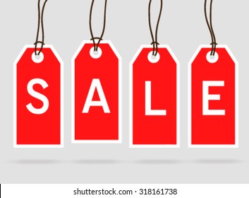 Modern design red price tags with sale sign and grey background