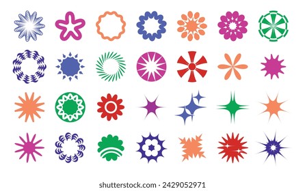 Modern Design, Retro Geometric Doodles Vector Set in Minimalist Style, Illustrated on a white Background