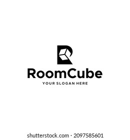 Modern design ROOM CUBE dimensional logo design
