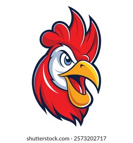 Modern Design of Rooster Head Mascot Logo
