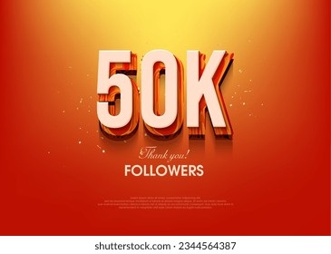 Modern design to say thank you for achieving 50k followers. Premium vector background for achievement celebration design.