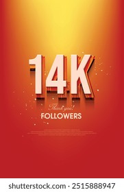 Modern design to say thank you for achieving 14k followers.