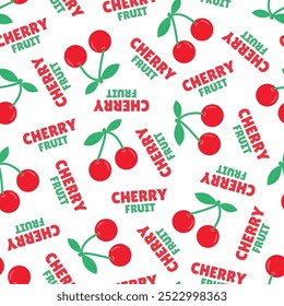 modern design seamless pattern of simple red cherries on transparent background