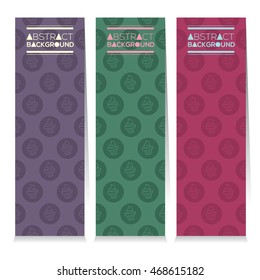 Modern Design Set Of Three Colorful Cupcakes Vertical Banners Vector Illustration