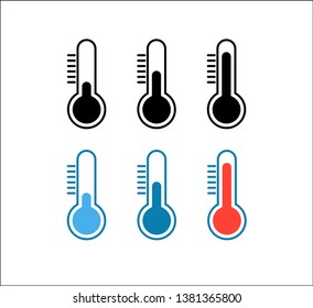 Modern design set of weather icons with thermometer. For Print, Web or Mobile application or site. Vector illustration.
