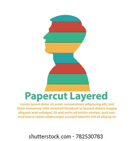 modern design of side view man on papercut layer