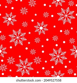 Modern design of snowflakes on red background, pattern	
