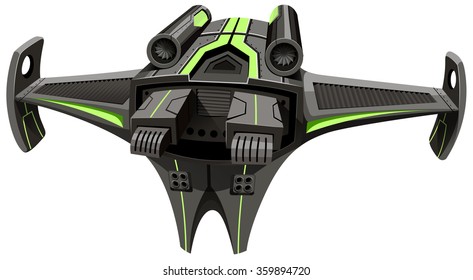 Modern design spaceship on white illustration