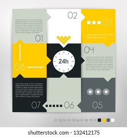 Modern design speech  diagram for infographic. Vector numbered banners template in yellow colors.