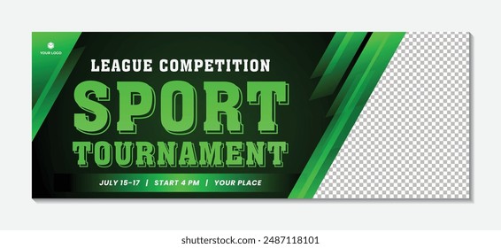 Modern design sports tournament event green background design template, a sports tournament banner with a green background