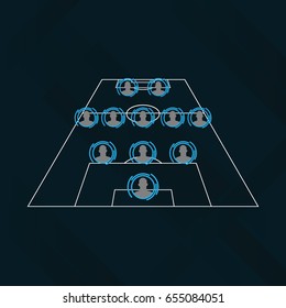 Modern design of starting line-up (3-5-2)