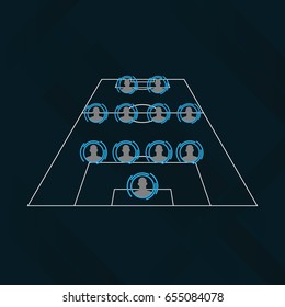 Modern design of starting line-up (4-4-2)