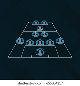 Modern design of starting line-up (5-2-1-2)