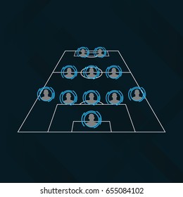 Modern design of starting line-up (5-3-2)
