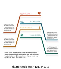 Modern Design style infographic template. Illustration of different kinds of insurance. Can be used for infographics and typography, chart process the insurance company, business service steps options