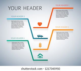 Modern Design style infographic template. Illustration of different kinds of insurance. Can be used for infographics and typography, chart process the insurance company, business service steps options