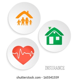 Modern Design style infographic template. Illustration of different kinds of insurance. Can be used for infographics and typography, chart process the insurance company, business service steps options