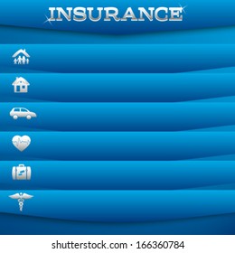 Modern Design style infographic template. Illustration of different kinds of insurance. Can be used for infographics and typography, chart process the insurance company, business service steps options