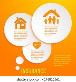 Modern Design style infographic template. Illustration of different kinds of insurance. Can be used for infographics and typography, chart process the insurance company, business service steps options